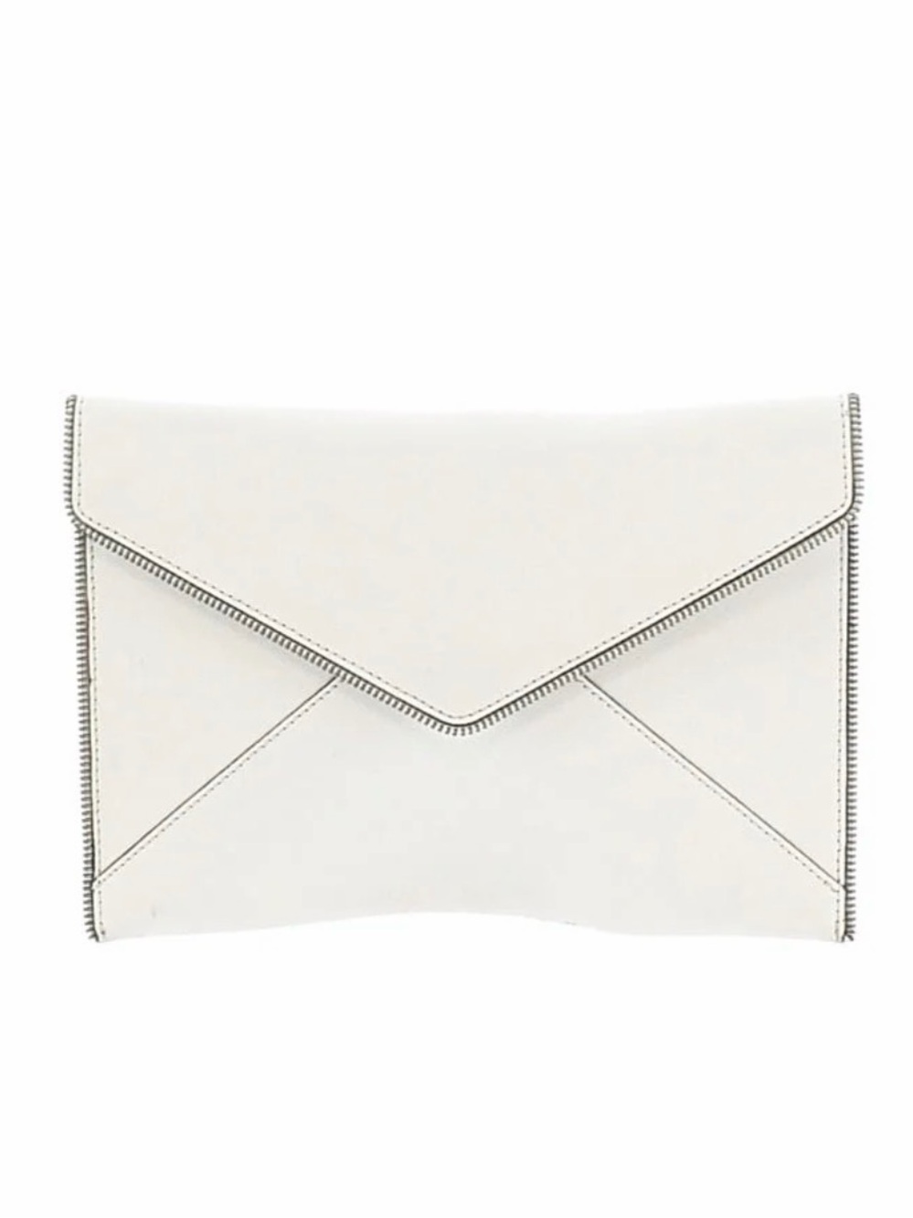 Rebecca Minkoff Leo envelope clutch white crocodile embossed leather